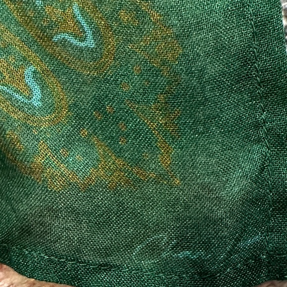 Chan Luu Green Scarf with Gold and Purple Floral design - Picture 5 of 7